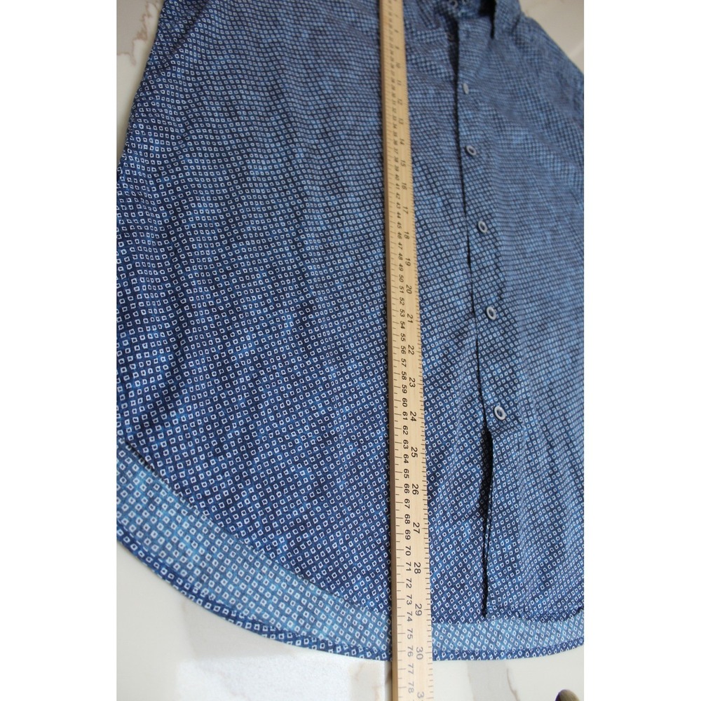 Robert Graham Button up Shirt Men XL Blue Geometric pattern Long Sleeve Stretch - Picture 8 of 11